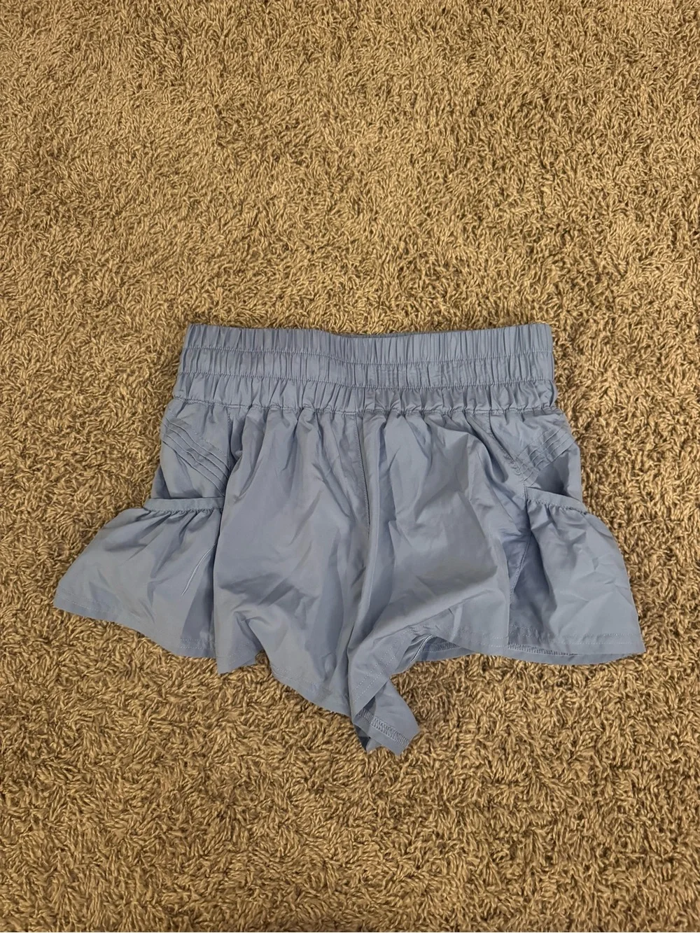 Free People Sky Blue Athletic Ruffle Shorts